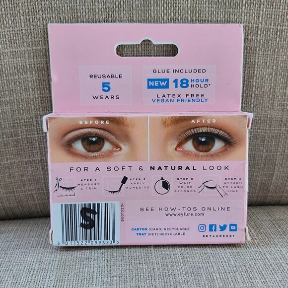 Eylure London Eye Lashes Feather Light Weight Natural Glue Included - Picture 8 of 11